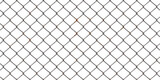 Seamless isolated rusted chain link wire fence background texture. Tileable metal diamond mesh urban fencing repeat surface pattern. A high resolution construction backdrop 3D rendering..