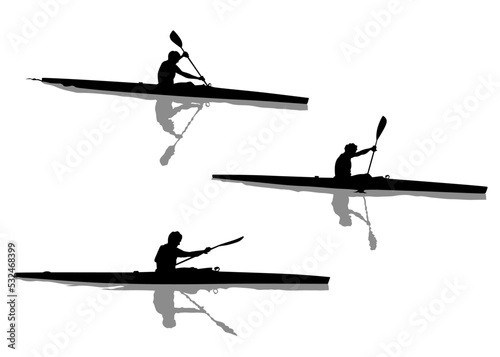 Athletes whit kayak on white background