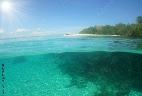 paradise beach , caribbean sea , reef coral. 