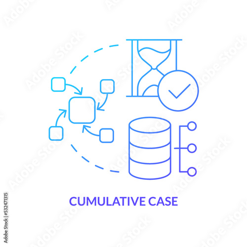 Cumulative case blue gradient concept icon. Collect data from sources. Type of events study abstract idea thin line illustration. Isolated outline drawing. Myriad Pro-Bold font used