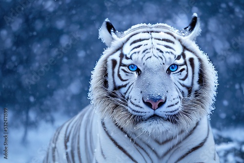 Fotografie, Obraz Close up of a big white tiger head