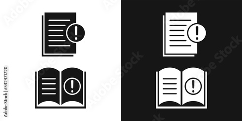 Paper instruction manual vector set. Important document with information, instruction icon