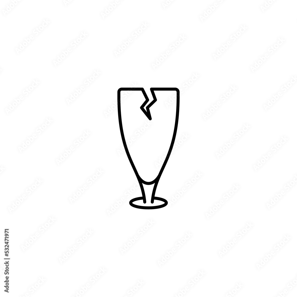 cracked juice glass icon on white background. simple, line, silhouette and clean style. black and white. suitable for symbol, sign, icon or logo cracked juice glass icon on white background. simple, line, silhouette and clean style. black and white. suitable for symbol, sign, icon or logo