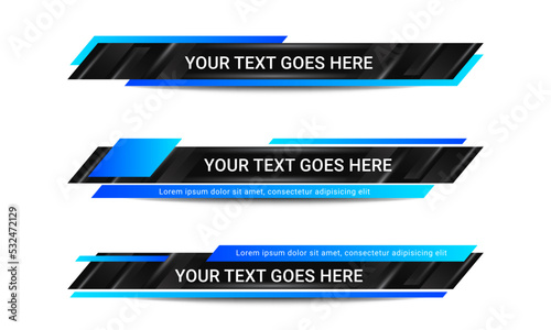 New broadcast lower third banner vector. Set of lower third bar templates for breaking news, sports news on television, video and media online photo