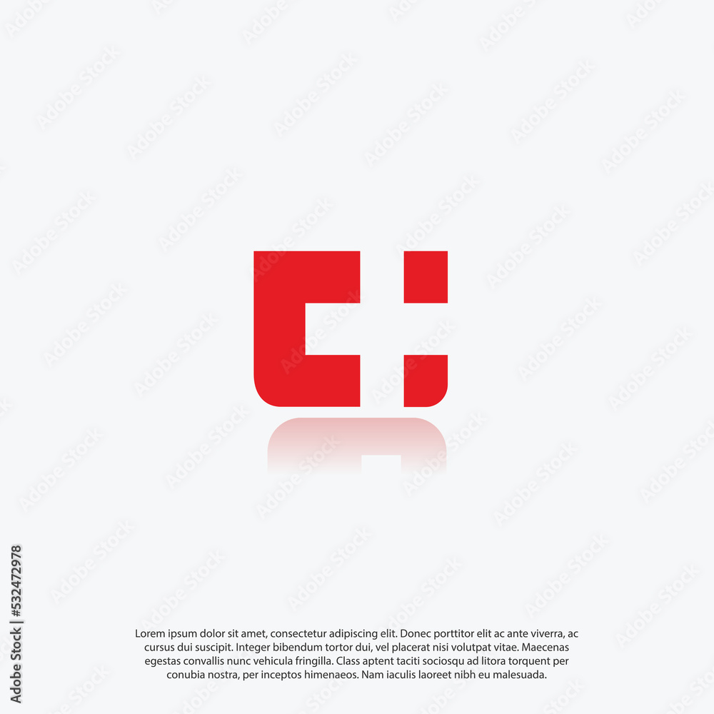 Letter C and plus or cross or medical logo with negative space or gestalt concept for medical or health care logo identity