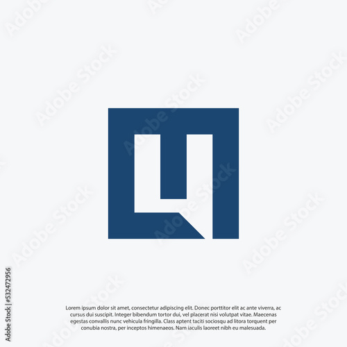 U4 4U U AND 4 Abstract initial monogram negative space or gestalt concept letter alphabet logo in square shape design