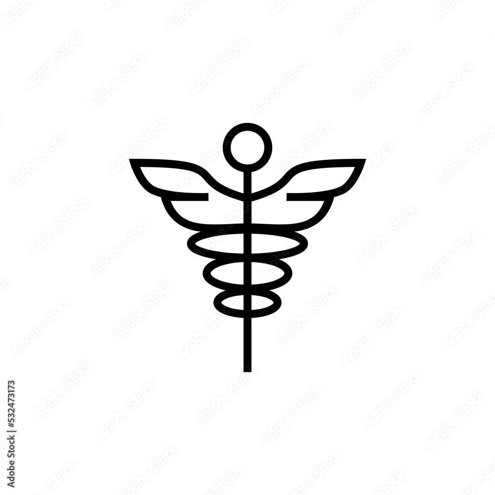 Caduceus symbol line icon isolated on white background Caduceus symbol line icon isolated on white background
