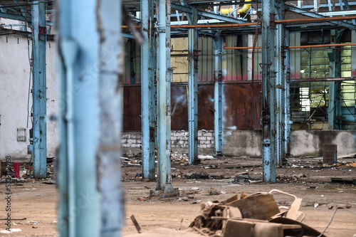 Interior of abandoned industrial hall from an old factory