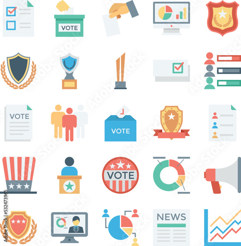 Vote and Rewards Colored Vector Icons   