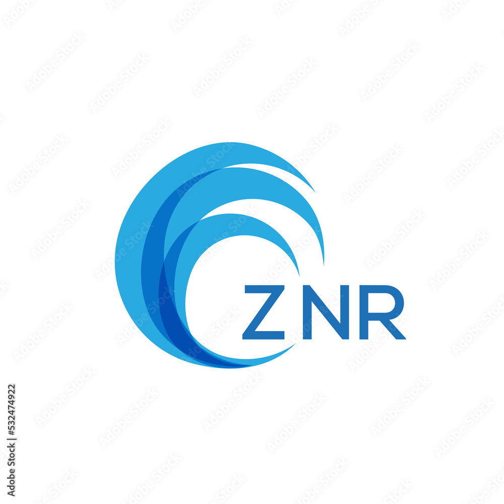 ZNR letter logo. ZNR blue image on white background. ZNR Monogram logo