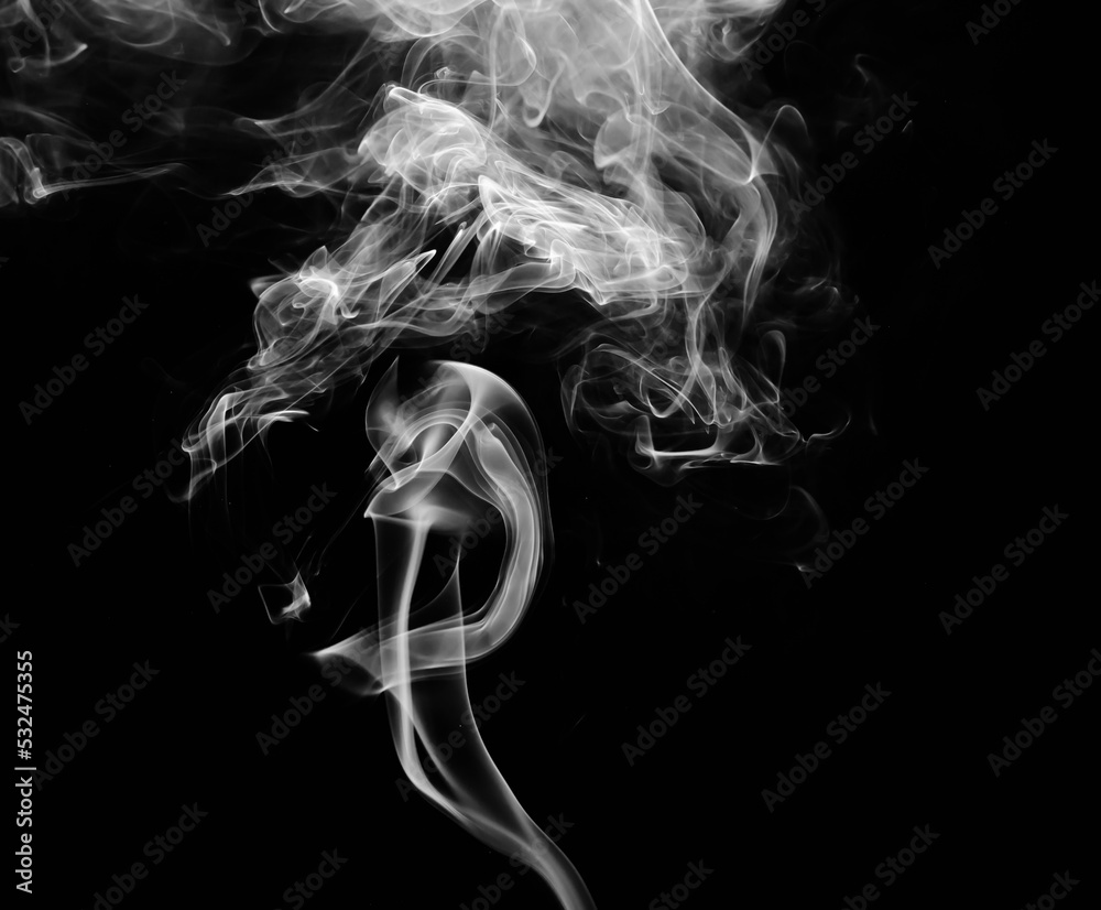 abstract fragment movement of white smoke on black background. abstract fragment movement of white smoke on black background.