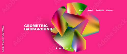 Landing page background template. Abstract geometric shapes composition. Vector illustration for wallpaper, banner, background