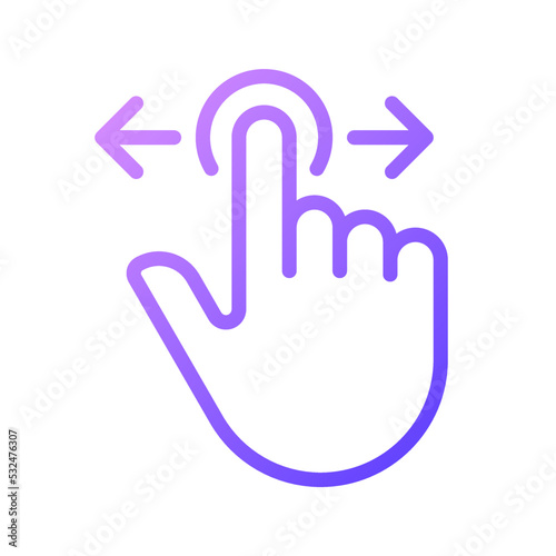 Scrolling horizontally gradient linear vector icon. Move left and right. Touchscreen control gesture. Device navigation. Thin line color symbol. Modern style pictogram. Vector isolated outline drawing