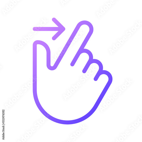 Edge swipe gradient linear vector icon. Touchscreen control. Open additional options. Tablet navigation gesture. Thin line color symbol. Modern style pictogram. Vector isolated outline drawing