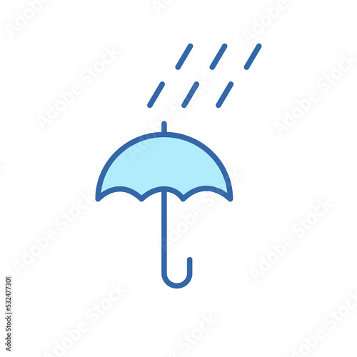 Umbrella Line Icon. Rain Concept Color Linear Pictogram. Umbrella Protective from Rain Outline Icon. Editable Stroke. Isolated Vector Illustration