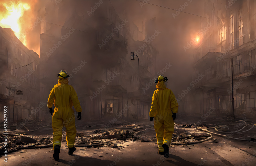 Ruins of a city. Apocalyptic landscape. 3d concept Ruins of a city. Apocalyptic landscape. 3d concept