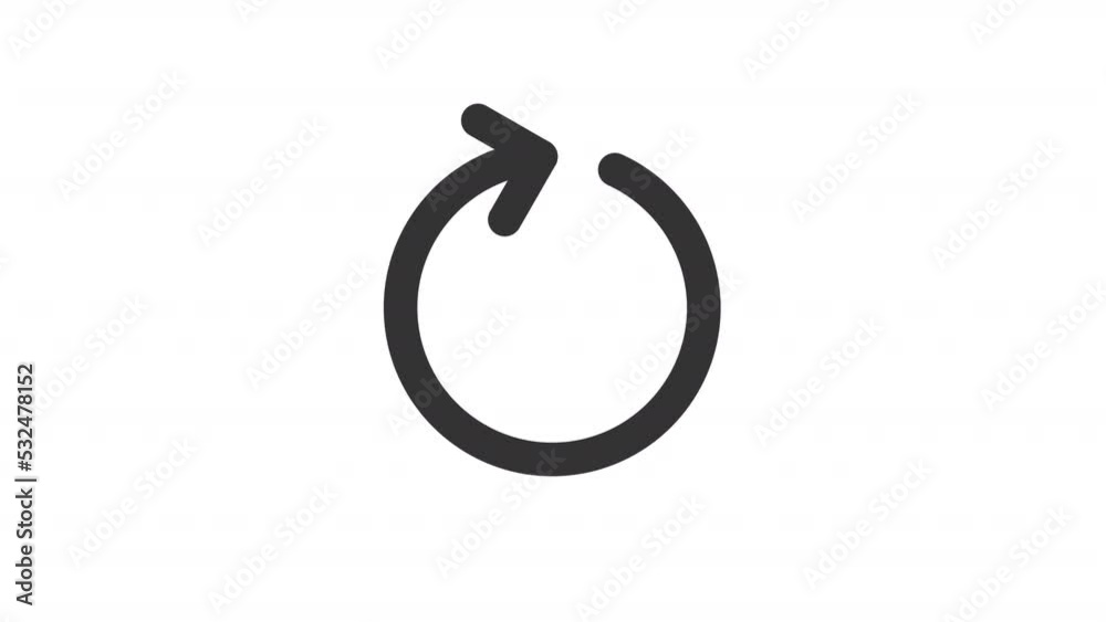 Animated refresh linear ui icon. Rotate clockwise. Repetition. Seamless loop 4k video with alpha channel on transparent background. Outline isolated user interface element motion graphic animation