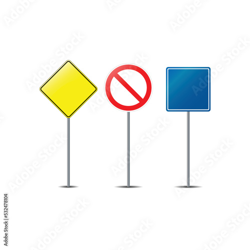 Blank road sign template on post pole vector graphics