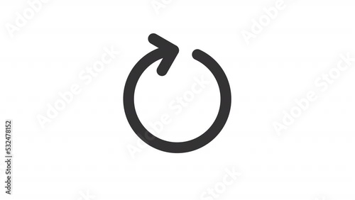 Animated refresh linear ui icon. Rotate clockwise. Repetition. Seamless loop 4k video with alpha channel on transparent background. Outline isolated user interface element motion graphic animation