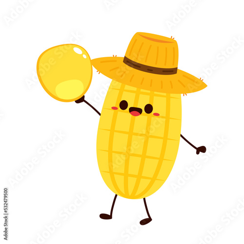 Corn vector. Corn character design. Corn on white background. Corn kernel vector.