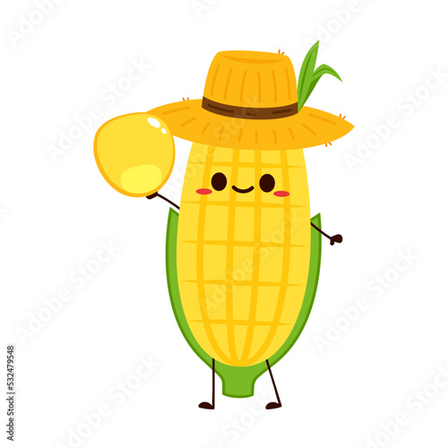 Corn vector. Corn character design. Corn on white background. Corn kernel vector.