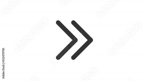 Animated skip to end linear ui icon. Mediaplayer button. Seamless loop 4k video with alpha channel on transparent background. Outline isolated user interface element motion graphic animation