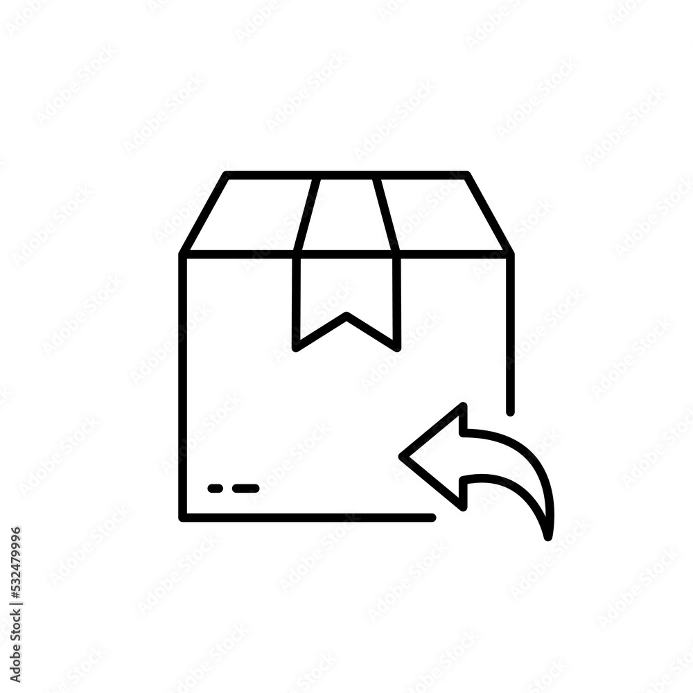 Return Parcel Box Line Icon. Exchange Package of Delivery Service Linear Pictogram. Arrow Back Shipping Return Goods Outline Icon. Refund Product in Box. Editable Stroke. Isolated Vector Illustration Return Parcel Box Line Icon. Exchange Package of Delivery Service Linear Pictogram. Arrow Back Shipping Return Goods Outline Icon. Refund Product in Box. Editable Stroke. Isolated Vector Illustration