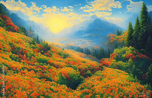 landscape in the mountains in autumn