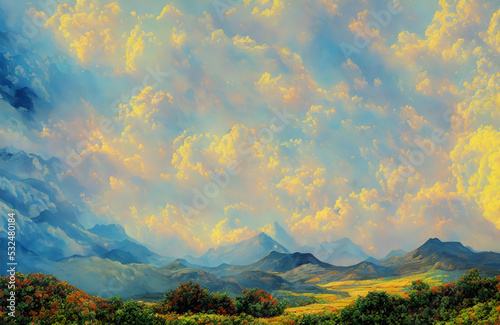 Clouds and landscape with mountains