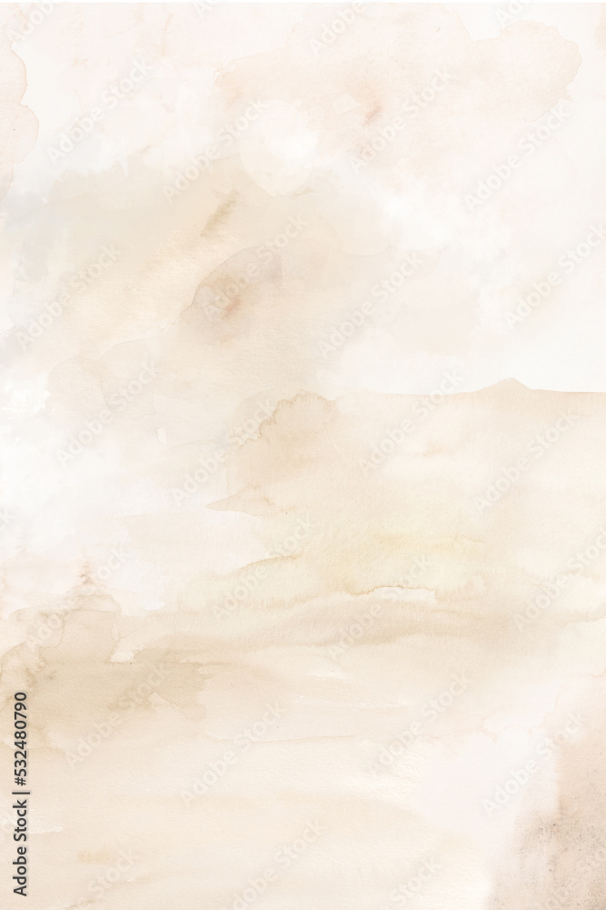 Obraz premium Watercolor light beige hand painted background, Hand drawn boho element for wedding design