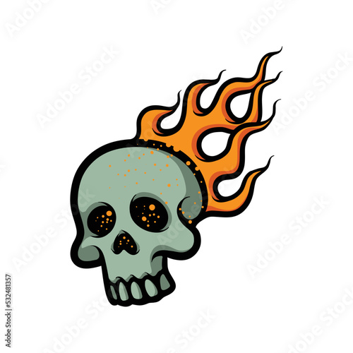 Burning skull cartoon vector illustration