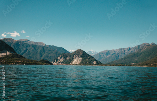 Panoramic view of a mountain from Lake Maggiore