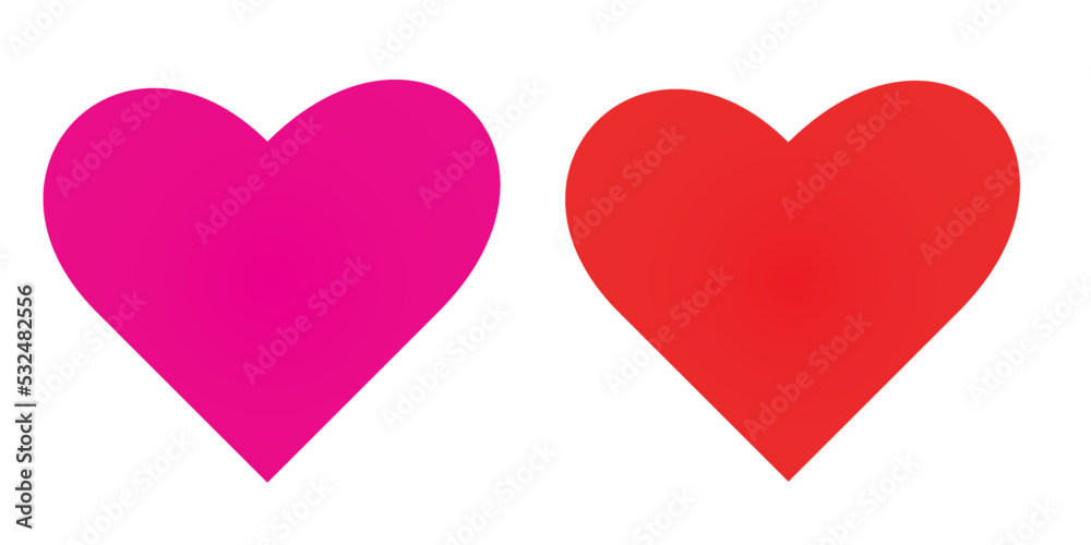  Beautiful and different colorful heart Icon with white background. set of love symbol. 