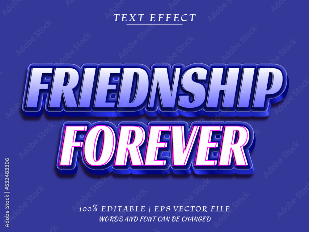 happy Friendship day 3d editbale text effect. text mockup