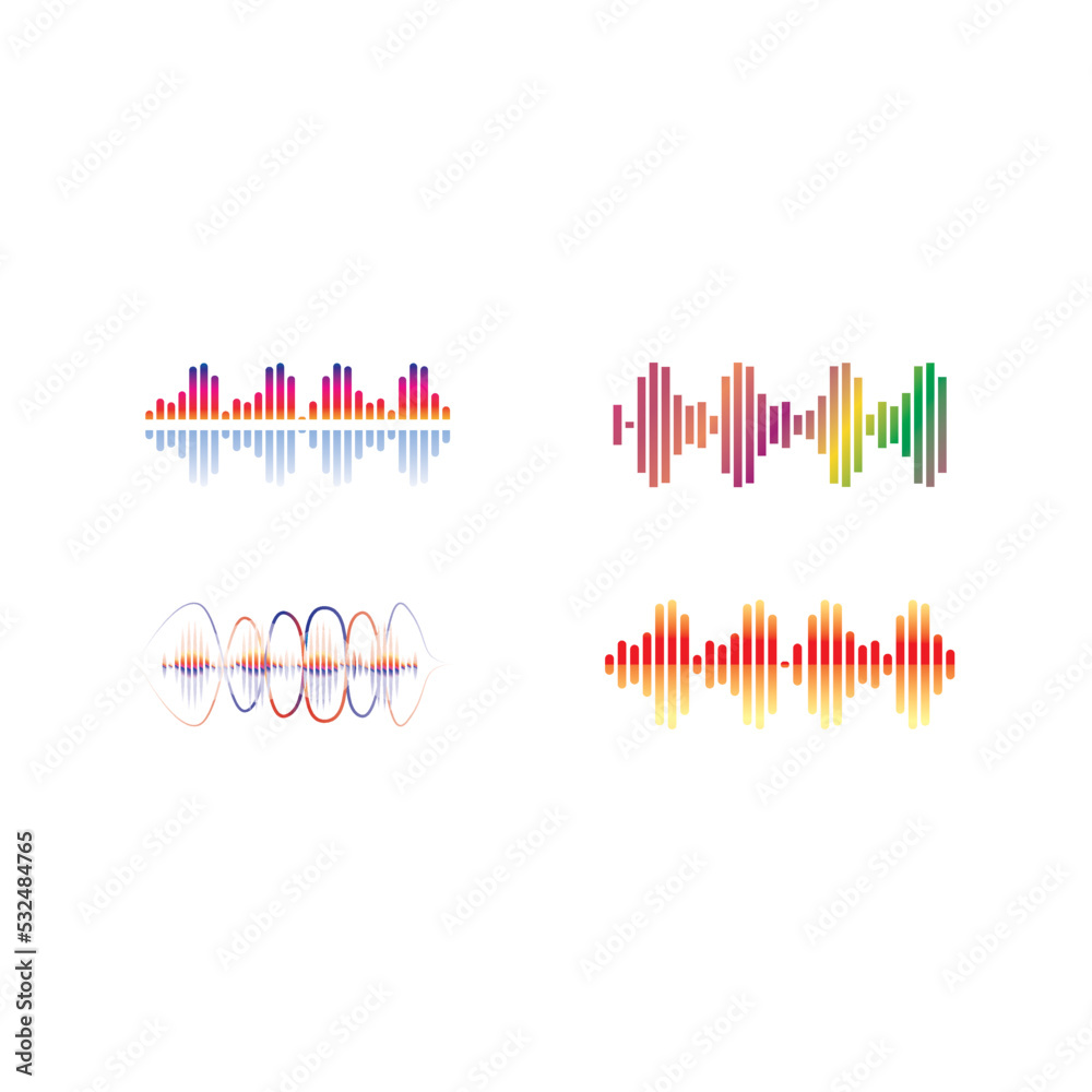 Fototapeta premium Sound waves set vector illustration