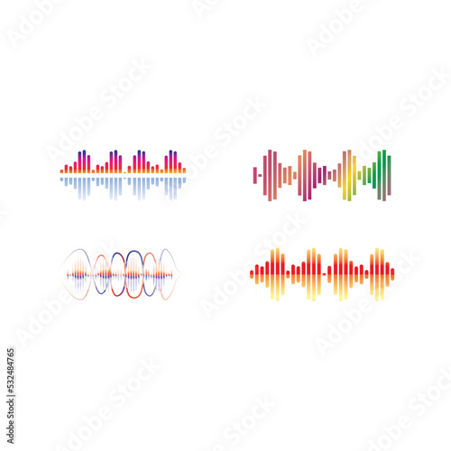 Sound waves set vector illustration