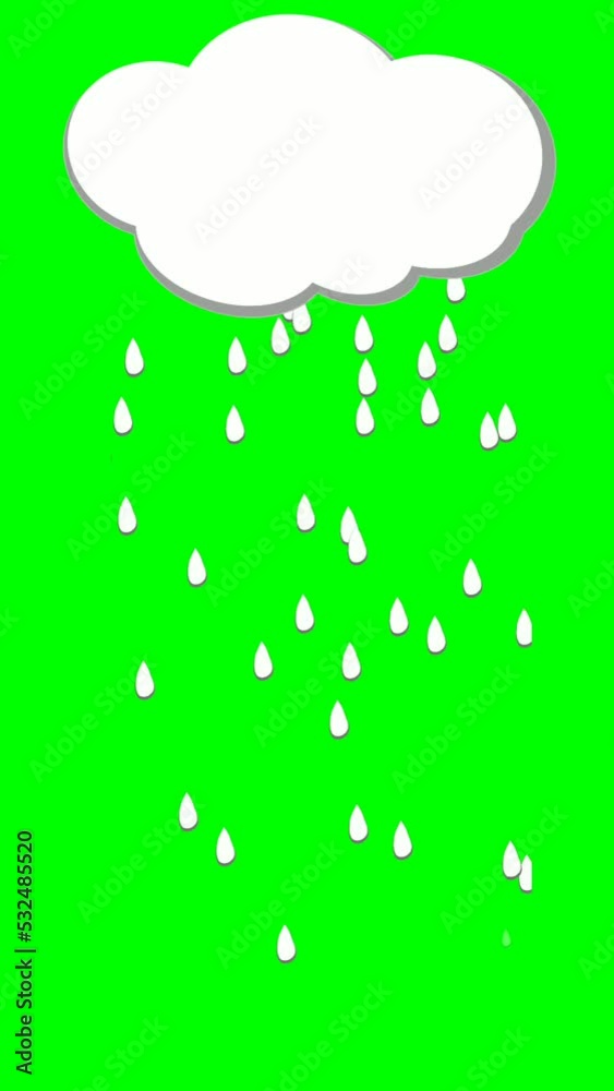 Animation cartoon rain drop and white cloud, motion graphics Animation cartoon rain drop and white cloud, motion graphics