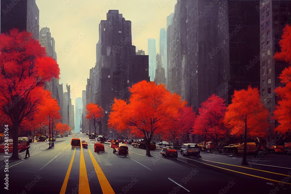 city street in fall