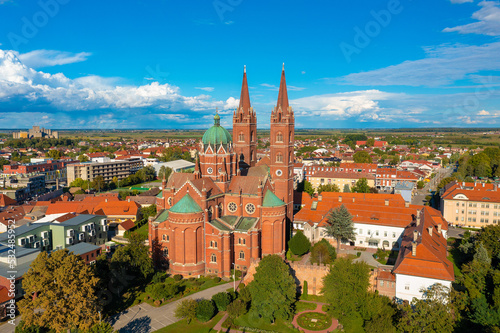 Wallpaper Mural Aerial photo of a cathedral in Đakovo town, Croatia Torontodigital.ca