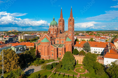 Fényképezés Aerial photo of a cathedral in Đakovo town, Croatia