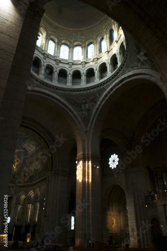 Interior of Sacred Heart Basilica in Paris, France
