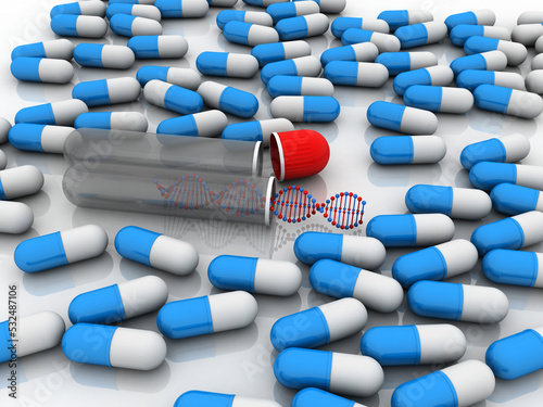 3d render of dna structure with capsule