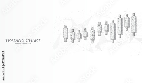 Technology business growth trading stock chart outline concept isolated on white background vector. Low poly technic of financial index growing trend monitoring illustration.
