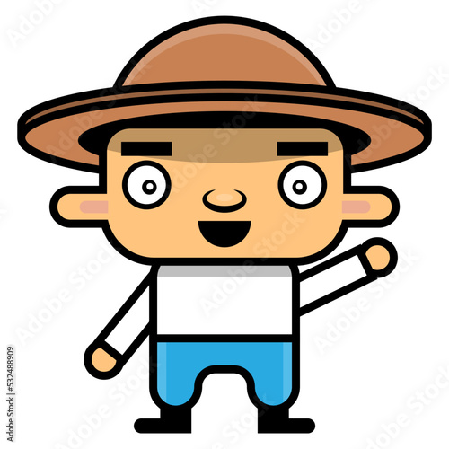 Cartoon illustration of Farmer wearing cowboy hat and get ready to work, best for mascot, logo, and sticker with agriculture themes