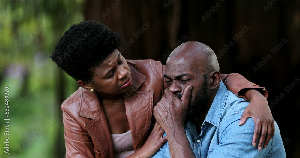 Troubled man feel sad and depression. Woman consoling man Troubled man feel sad and depression. Woman consoling man