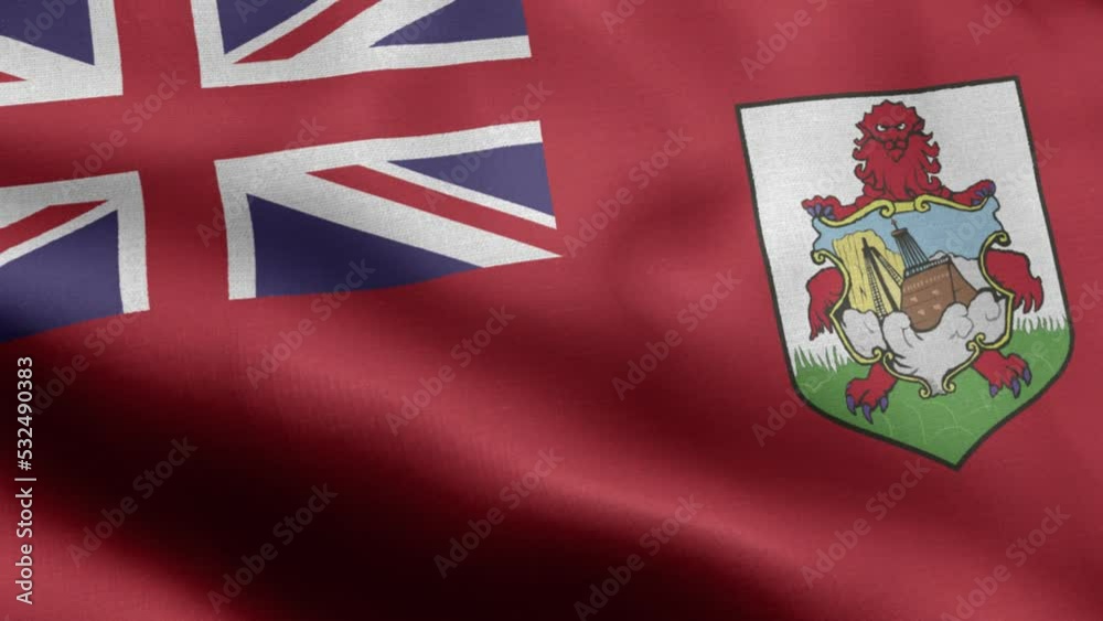 Flag Of Bermuda - Bermuda Flag High Detail - National flag Bermuda wave Pattern loopable Elements - Fabric texture and endless loop - Highly Detailed Flag - The flag of fluttering in the wind