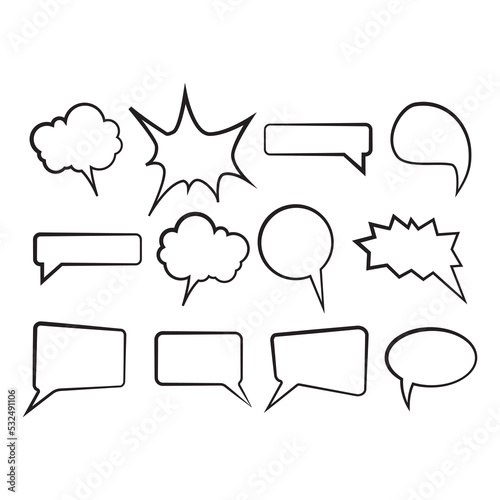 Collection of empty comic speech bubbles Retro cartoon stickers. Pop art style. Vector illustration