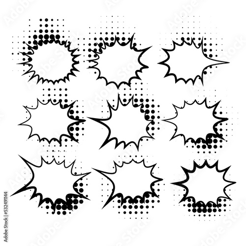 Collection of empty comic speech bubbles Retro cartoon stickers. Pop art style. Vector illustration