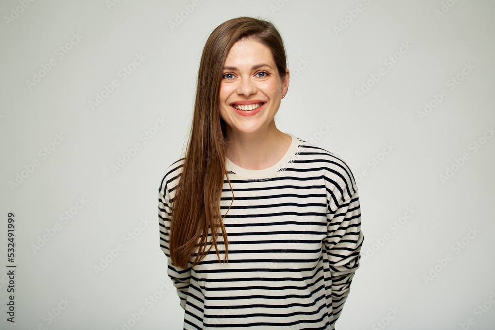 Smiling woman isolated portrait
