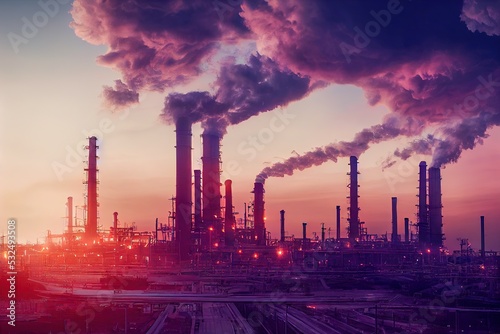 Obraz na płótnie Dystopian petrochemical plant